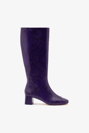Lightweight Frame Brave Path Edie Boot In Eggplant Python Embossed Leather