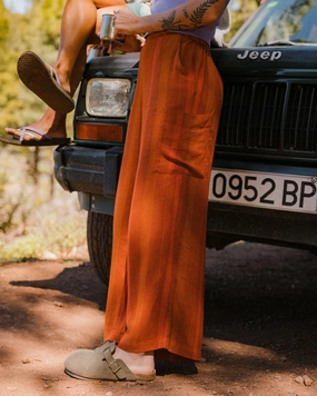 Someday Woven Trouser - Ember Orange Stripe Wide-leg cut