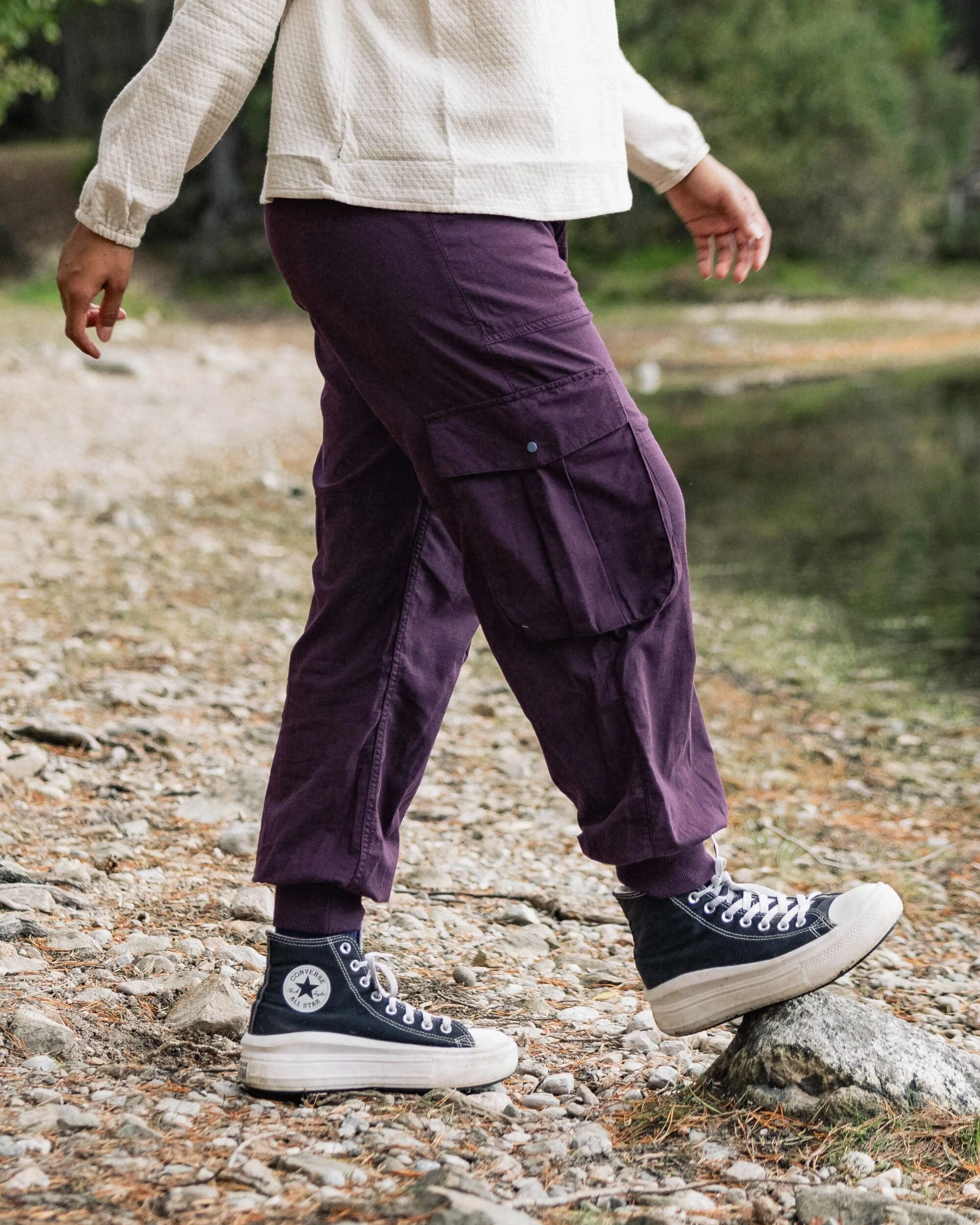 slim cut Breathable Weave Fabric Hydrilla Organic Cotton Trouser - Deep Plum