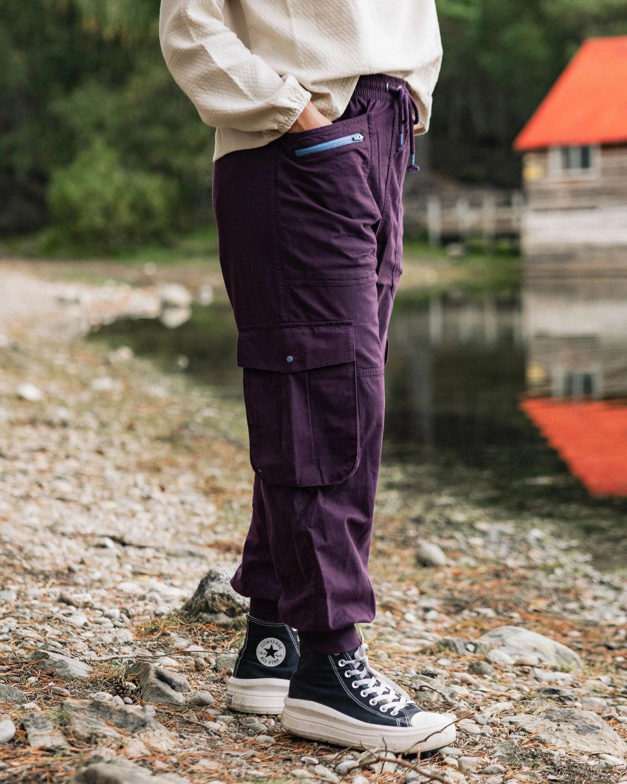 Hydrilla Organic Cotton Trouser - Deep Plum Performance Layer Light Wear Fit