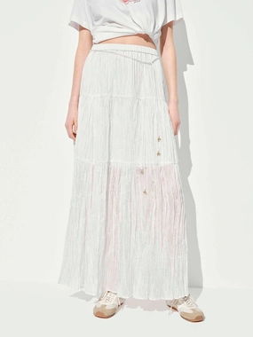 Twist Knot Details Elastic Waistband Tulle Skirt