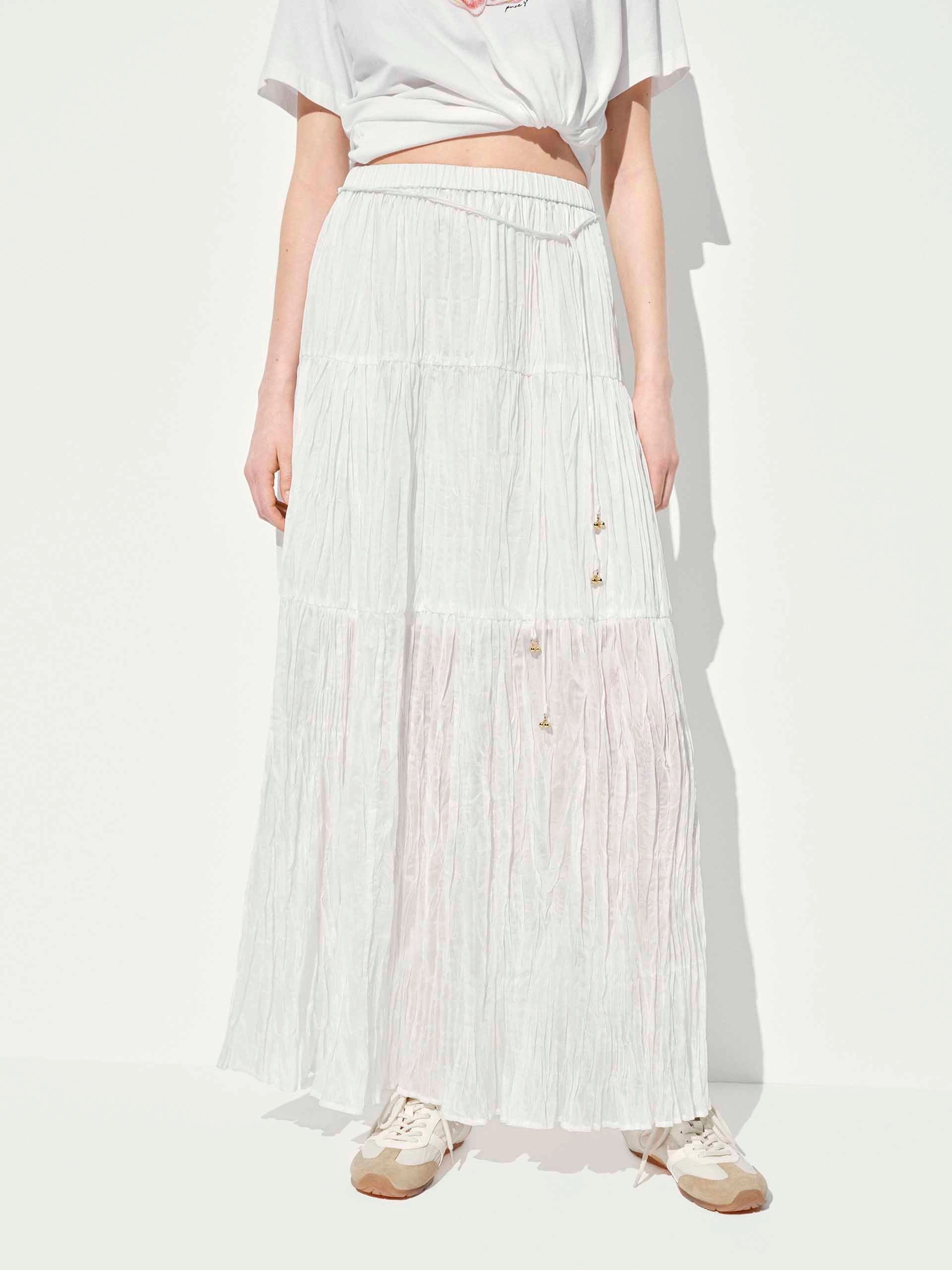 Twist Knot Details Elastic Waistband Tulle Skirt