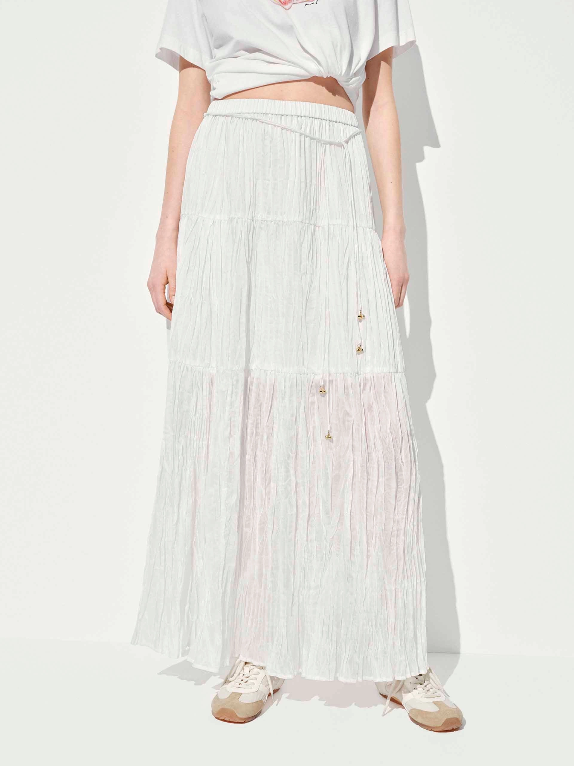 Ankle length Subtle Finish Elastic Waistband Tulle Skirt