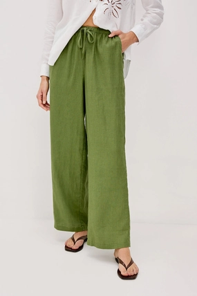 Sleek Appearance Low Profile Fasteners RAILS Emmie Linen   Trousers in Dill