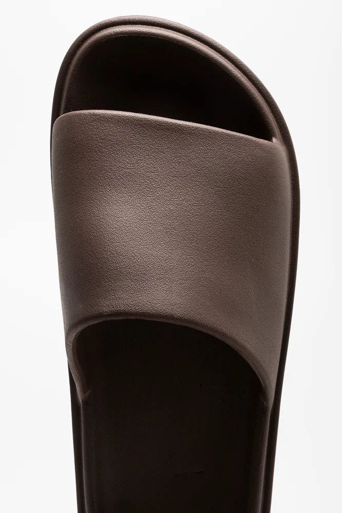 Mid Heel Full Range Platform Slide Brown