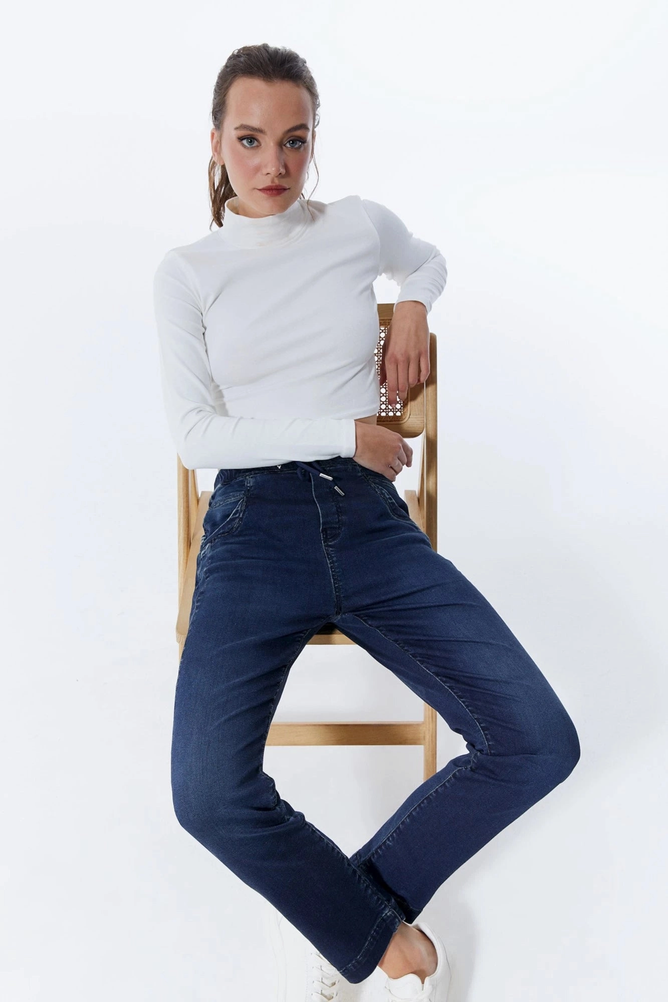 Secure Waistband Ella Jogger Pant - Dark Blue Denim - L02 29"  Inseam
