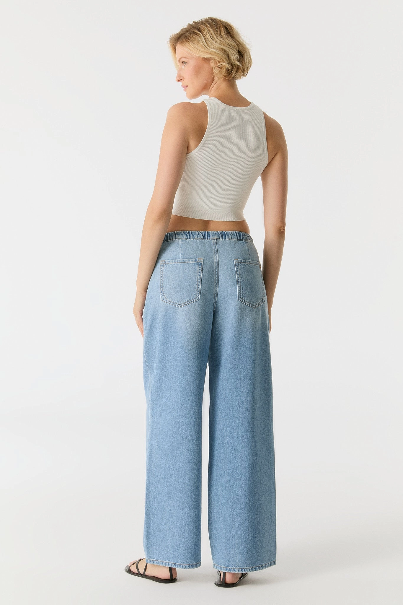 Ellen Mid Waist Denim Jogger Jeans -  Light Blue - L30 Slim wear