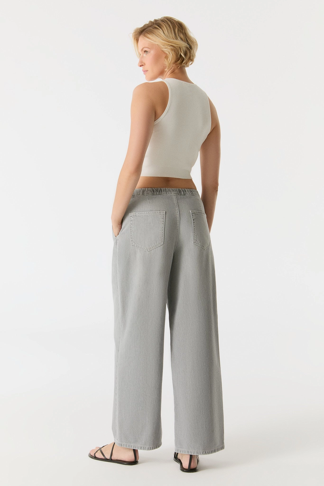 No Gap Waist Construction Ellen Mid Waist Jogger Pant - Grey Vinatage  30" Inseam
