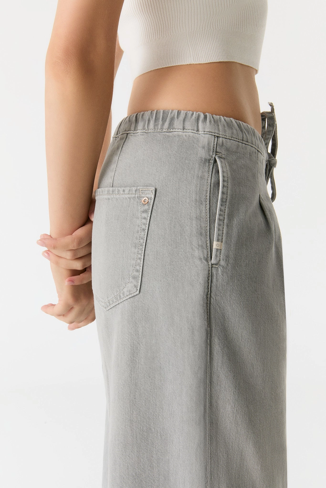 Ellen Mid Waist Jogger Pant - Grey Vinatage  30" Inseam Non slip grip Effortless Look