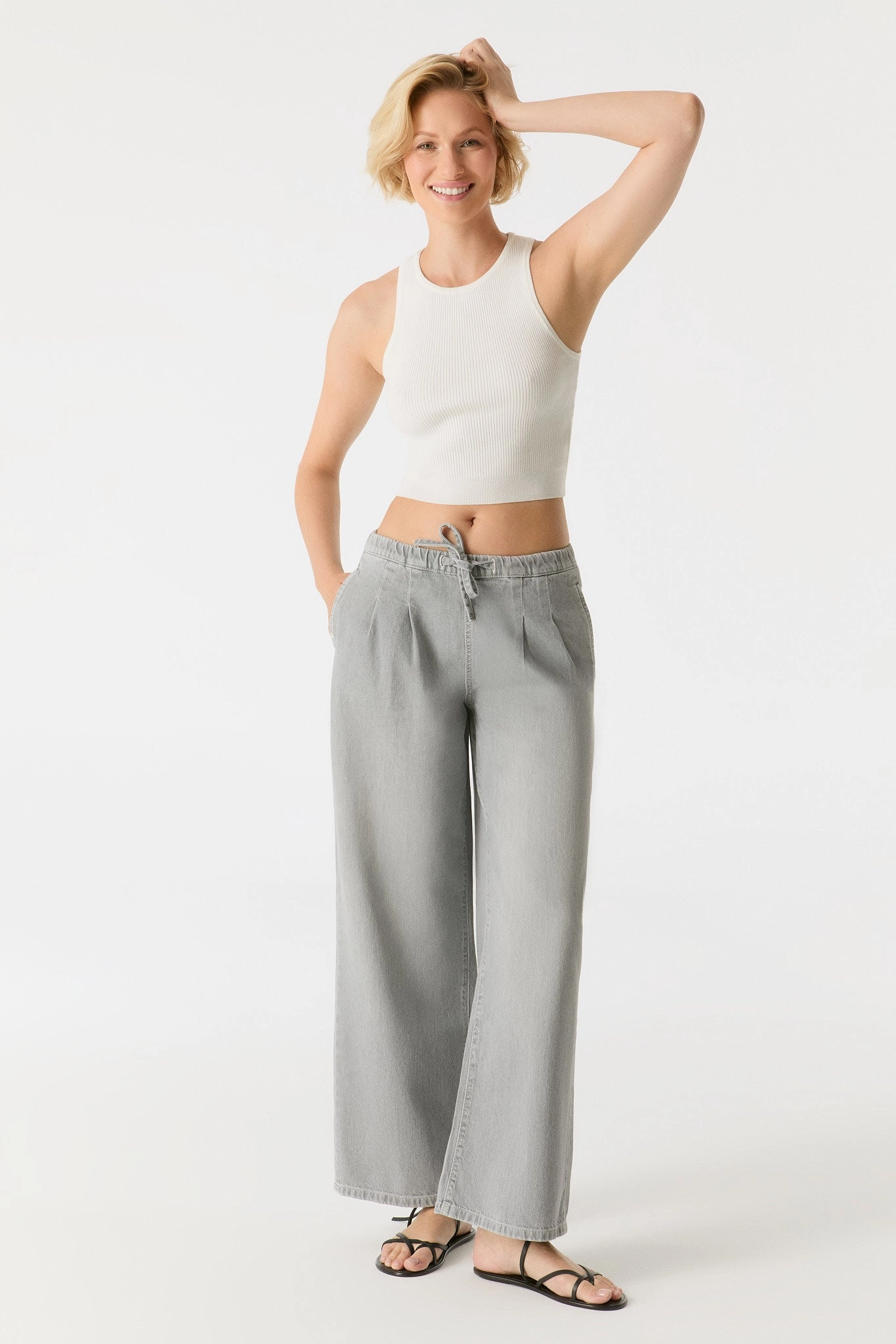 Ellen Mid Waist Jogger Pant - Grey Vinatage  30" Inseam Versatile Layering
