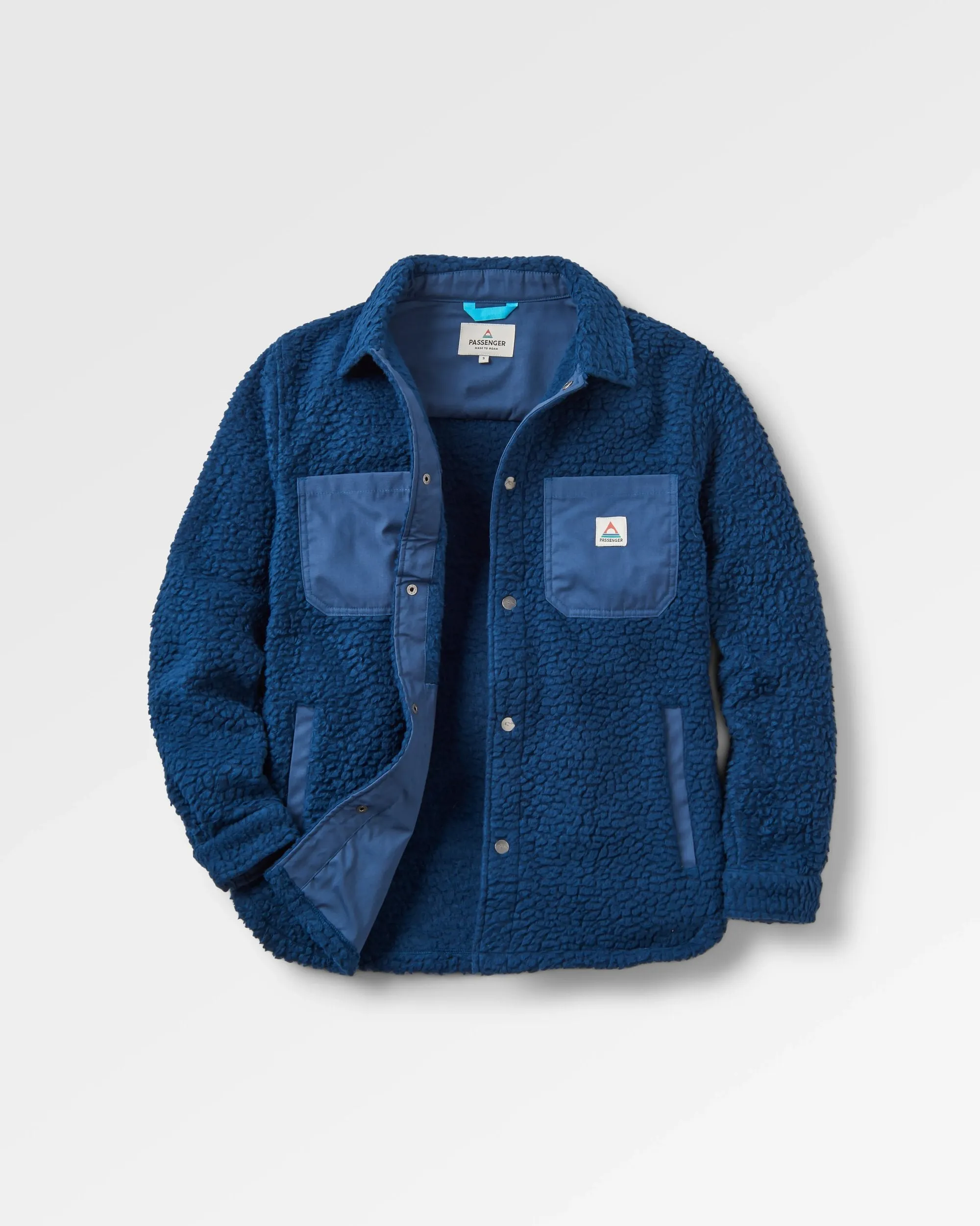 Compact Fold Design Rappel Recycled Sherpa Oversized Shirt - Dark Denim