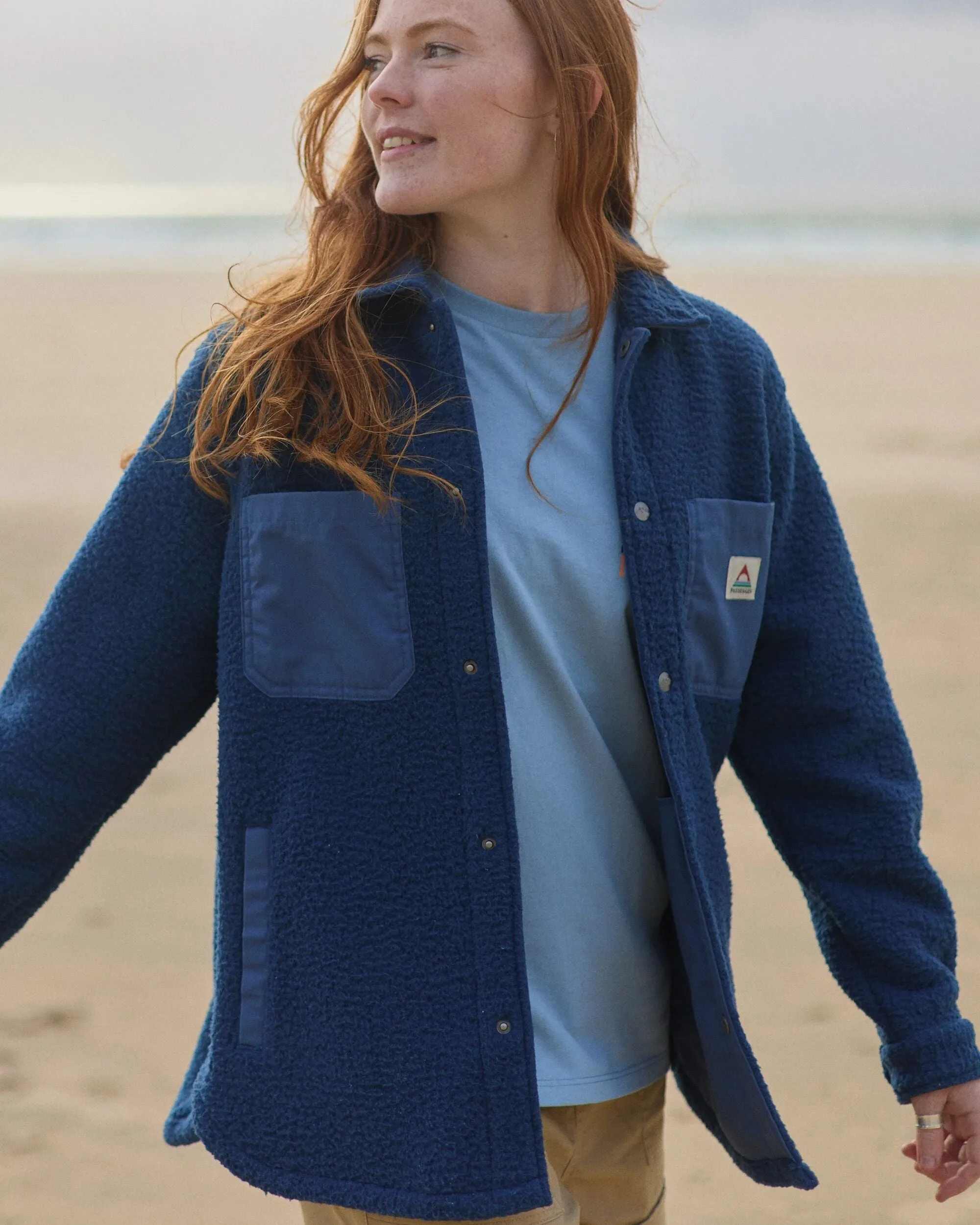 Rappel Recycled Sherpa Oversized Shirt - Dark Denim Errand Ready Comfort First Fit