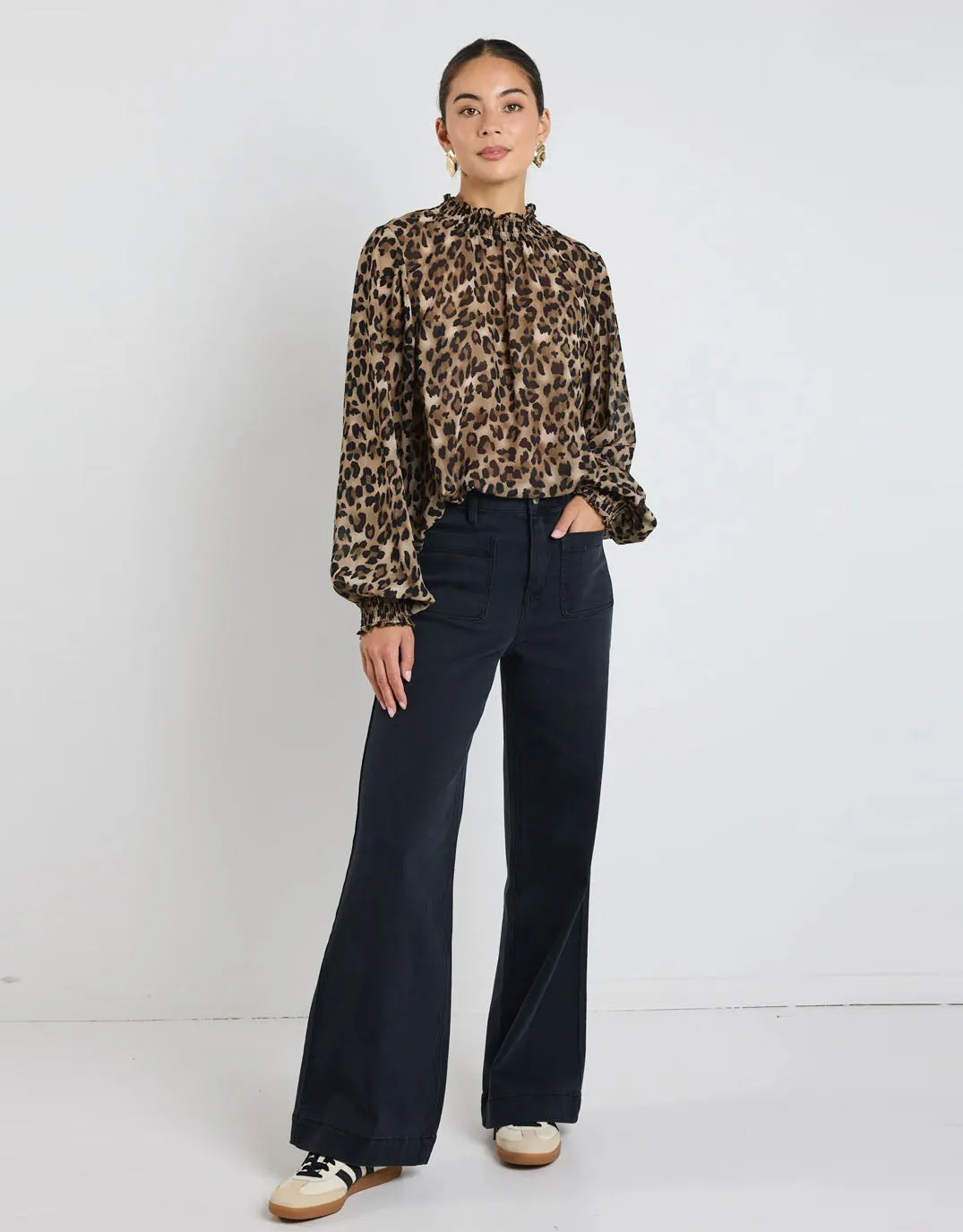 Embrace Top - Leopard Georgette color block Beach Attire