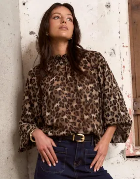 Embrace Top - Leopard Georgette Neutral Tone