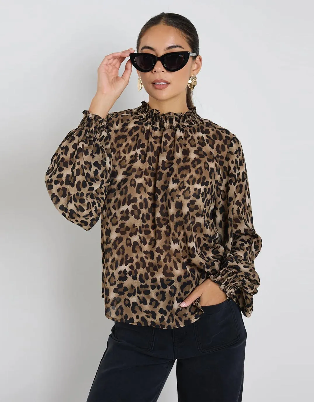 Fitted Silhouette Embrace Top - Leopard Georgette