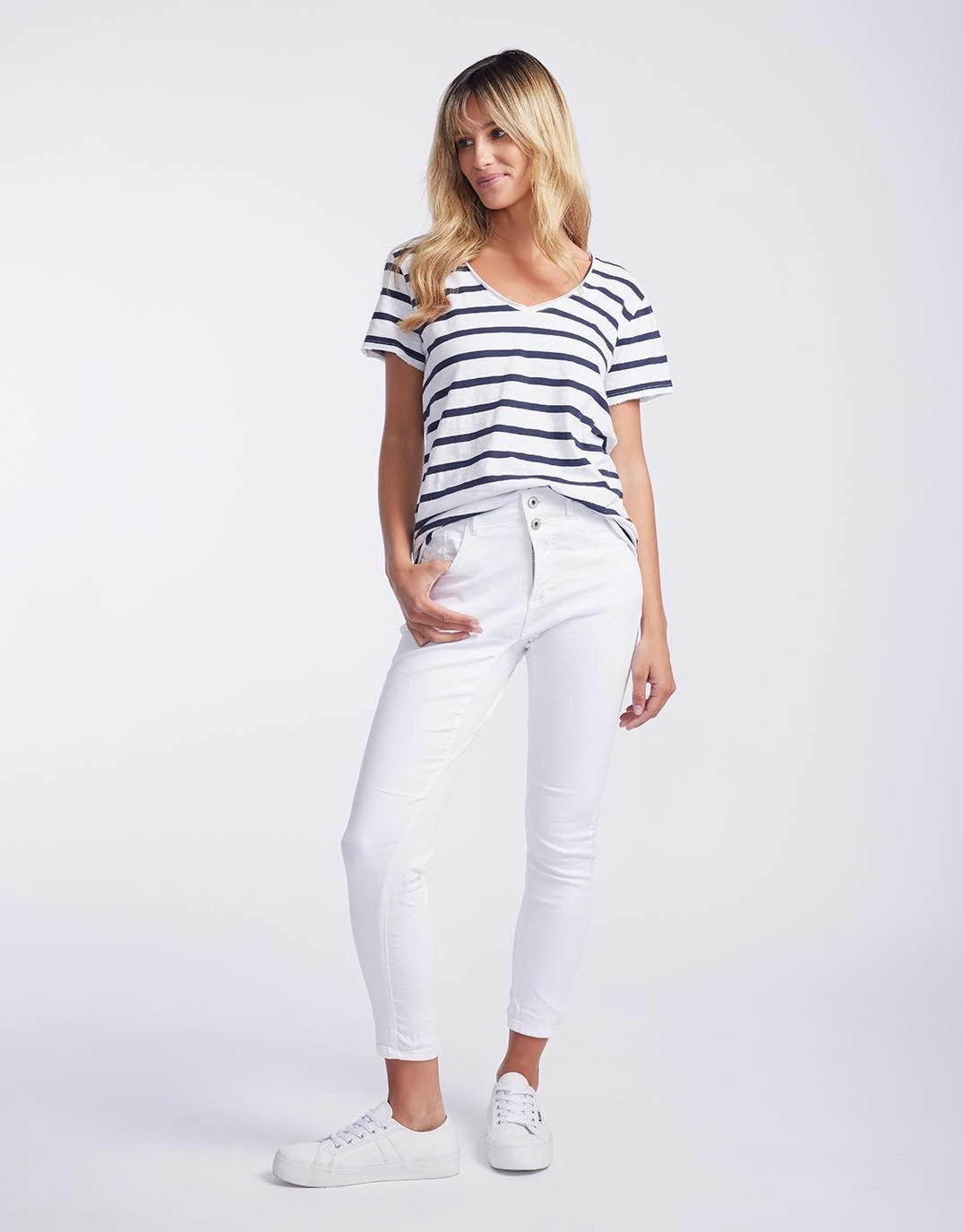 Emma Stretch Jean - White Adaptive Stretch Fabric Customizable Fit