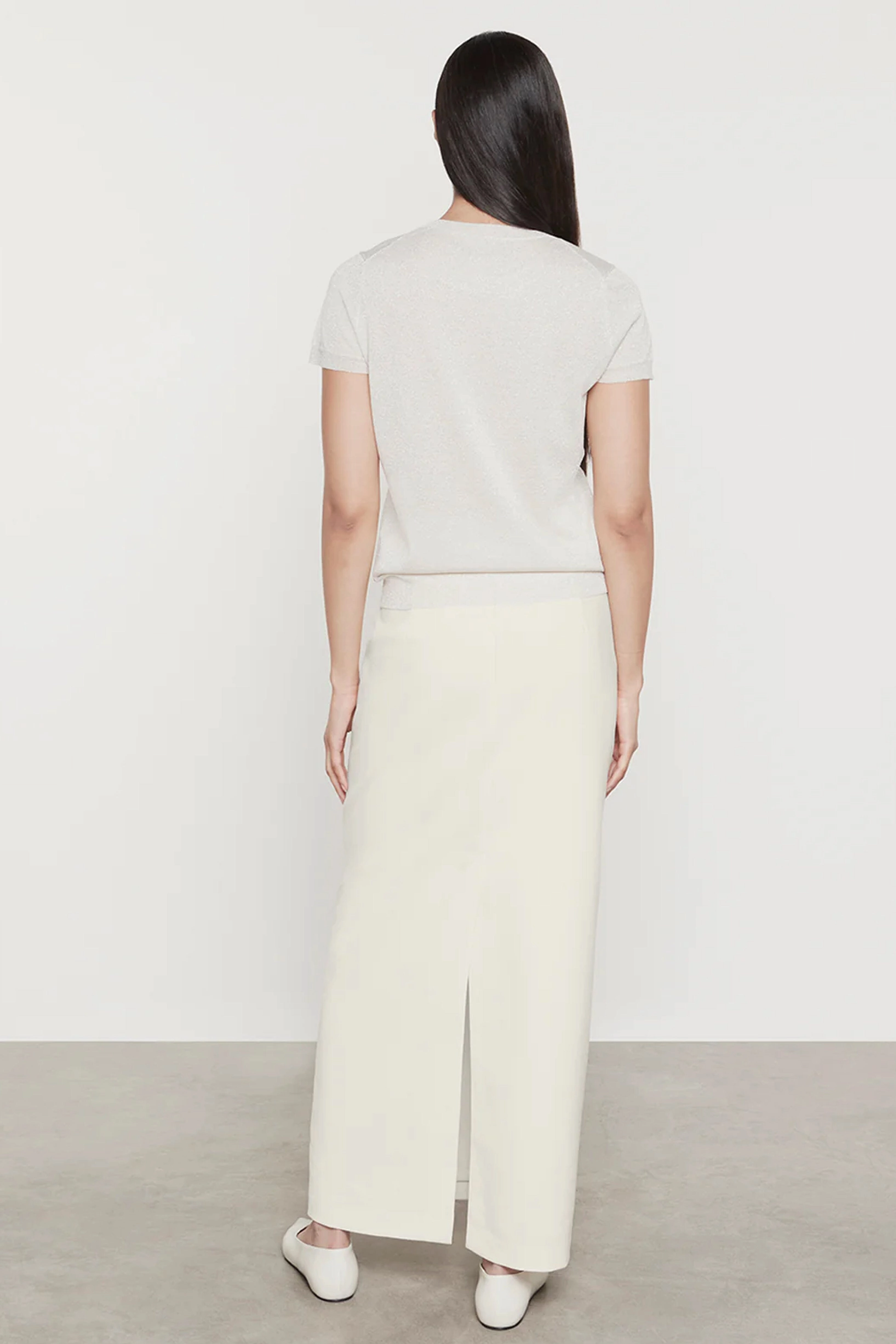 Reinforced Neckline ENZA COSTA | Lame Knitted Sweater - Champagne