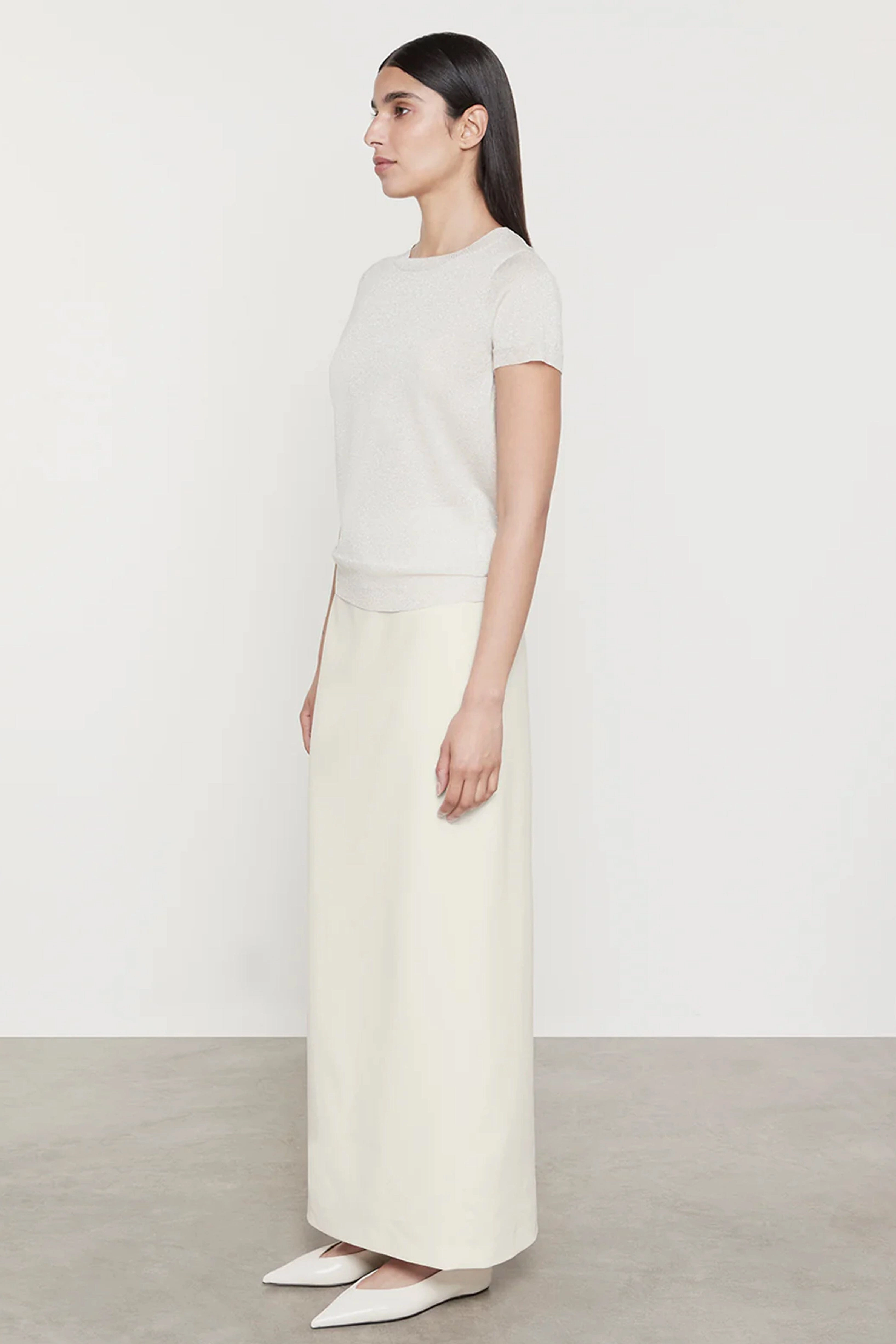 ENZA COSTA | Lame Knitted Sweater - Champagne Soft Touch Brushed Surface