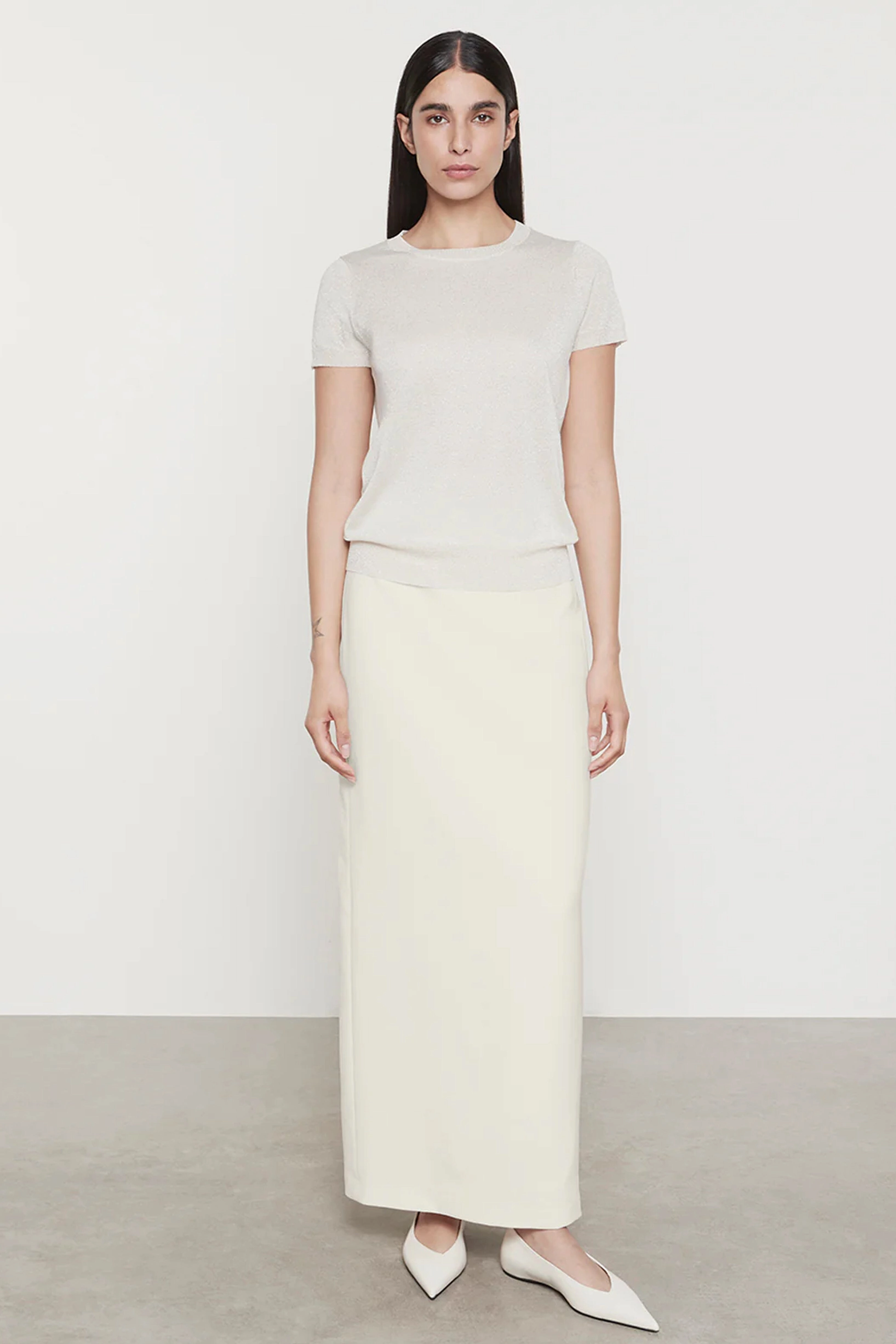 Stay Simple DenseKnit Fabric ENZA COSTA | Lame Knitted Sweater - Champagne