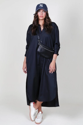 ENZA COSTA | Poplin Shirtdress - Black Pure Shape Maximalist-Trend