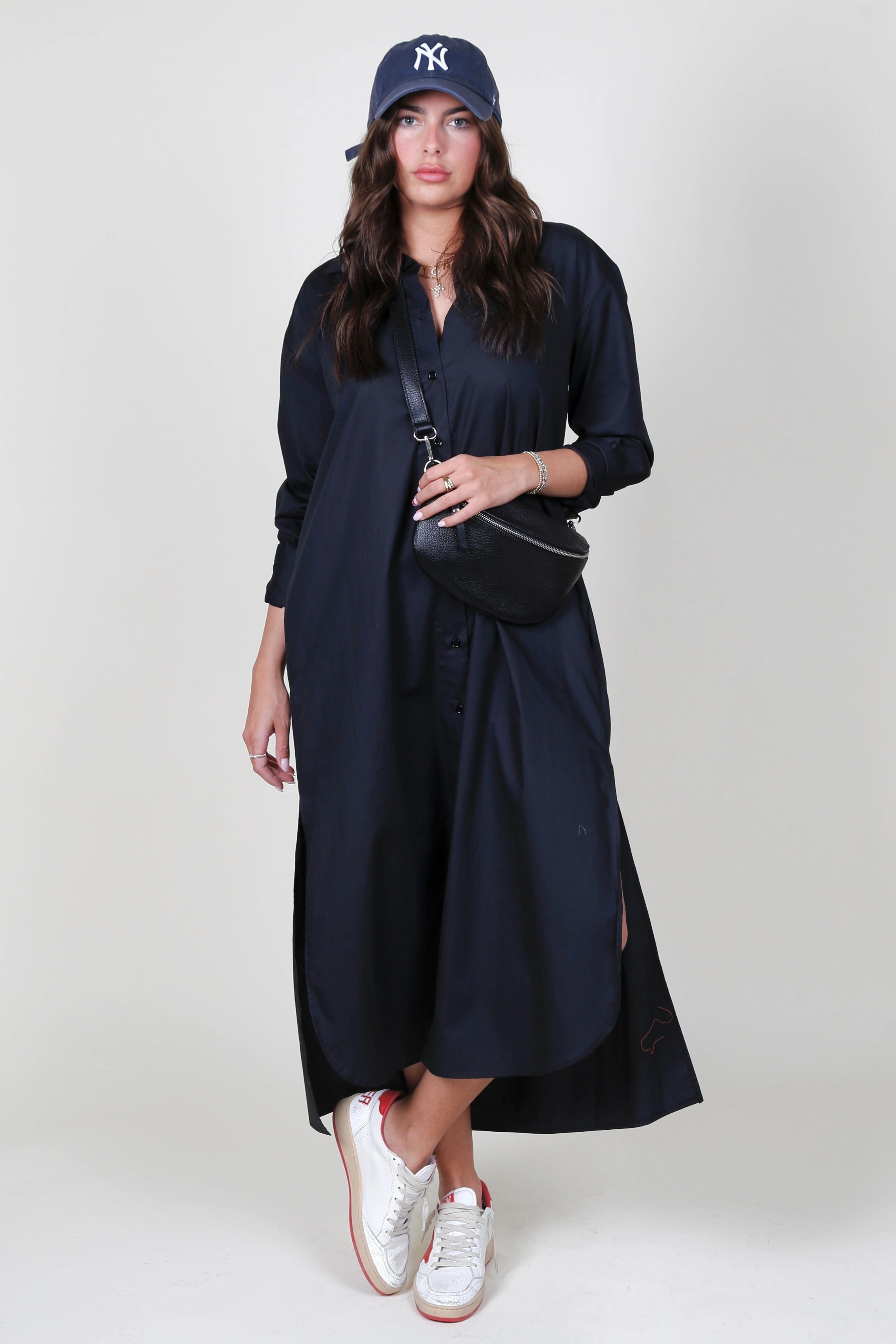 Travel-friendly Cute Glow ENZA COSTA | Poplin Shirtdress - Black
