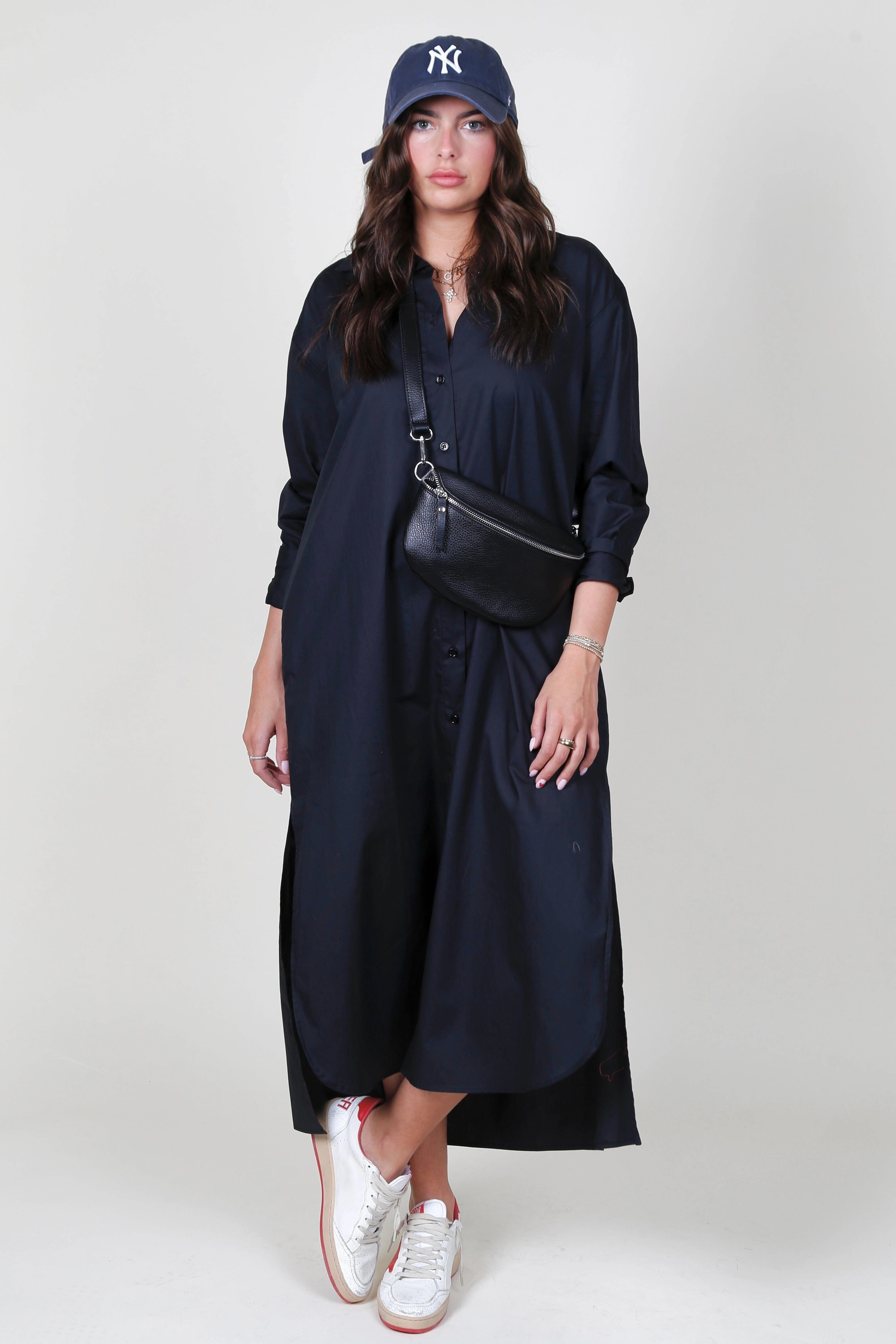 ENZA COSTA | Poplin Shirtdress - Black Pure Shape Maximalist-Trend