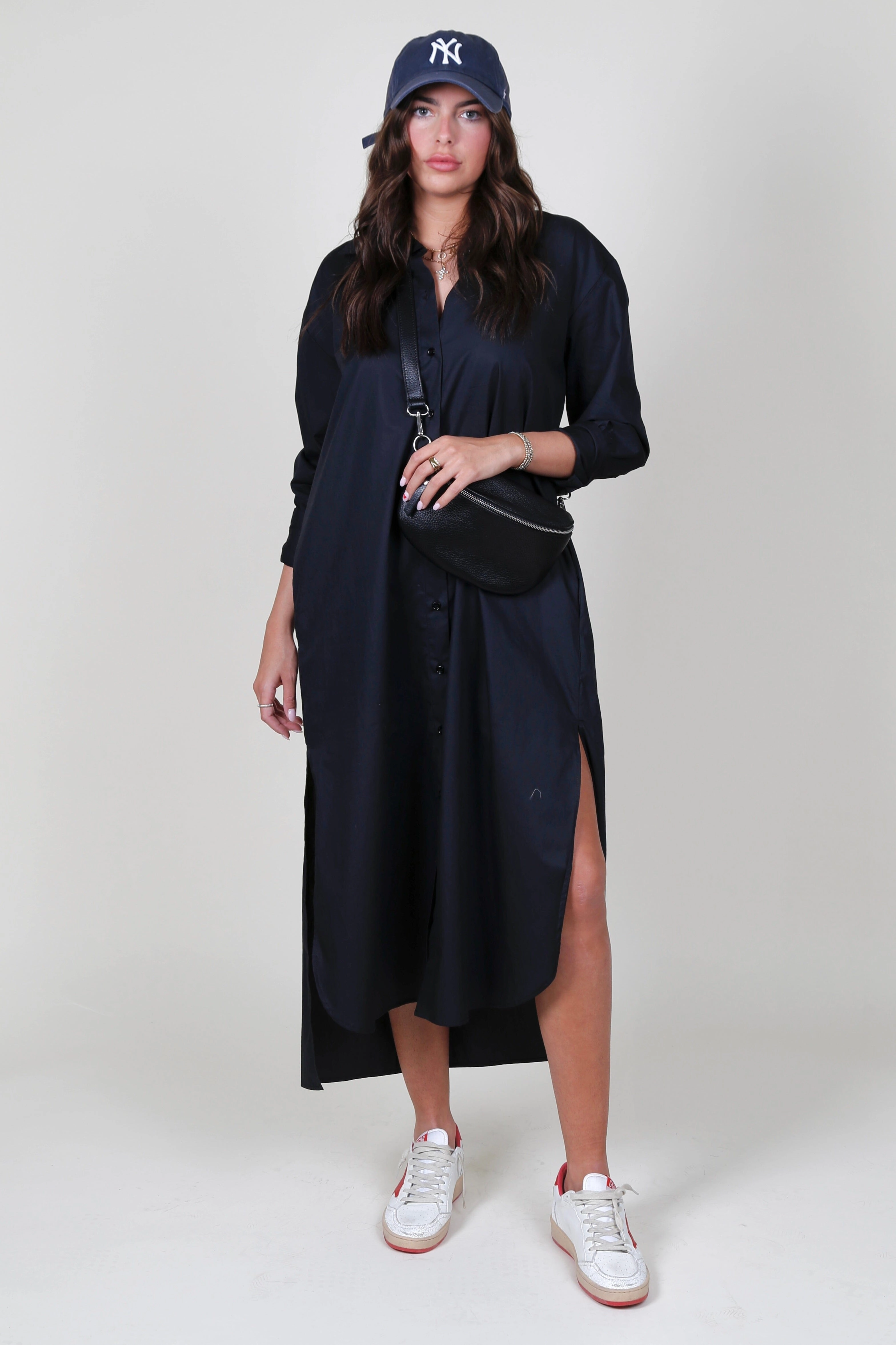 ENZA COSTA | Poplin Shirtdress - Black Bright Feel