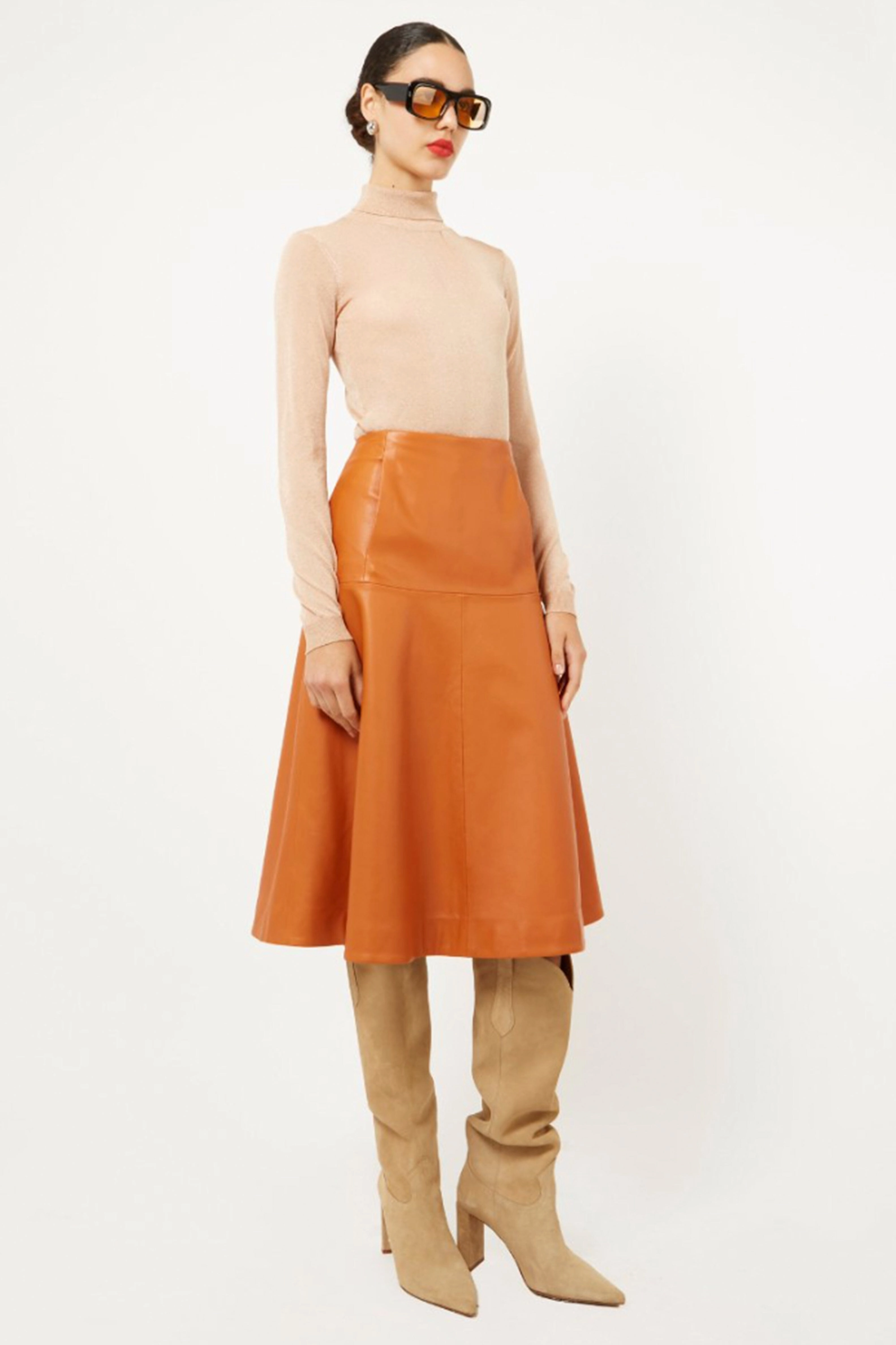Textured Weave Design EQUIPMENT | The Chiara Turtleneck Sweater - Copper Tan