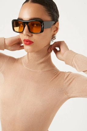Minimalist Aesthetic Moisture Wicking Yarn EQUIPMENT | The Chiara Turtleneck Sweater - Copper Tan
