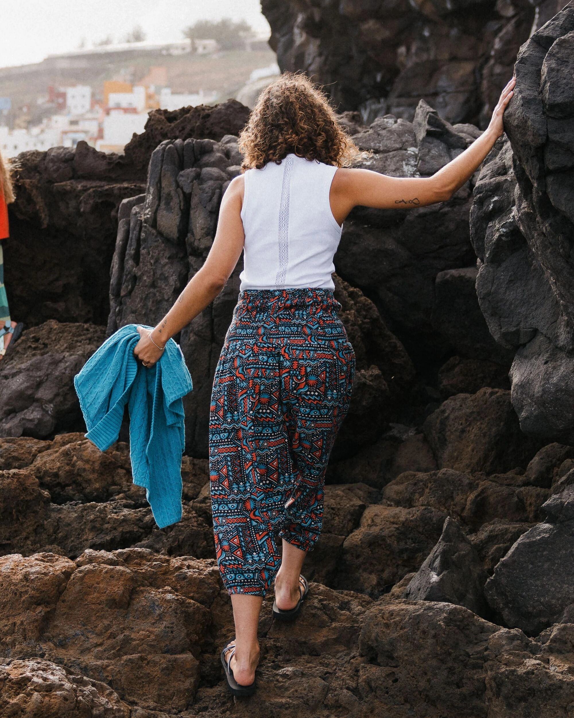 Daylily Loose Trouser - Elemental Geo Black Quick Change Full Comfort
