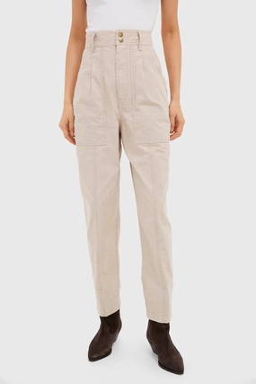 Marant Etoile Kiana Pants in Ecru Smooth Zipper Track Flexible Hood Design