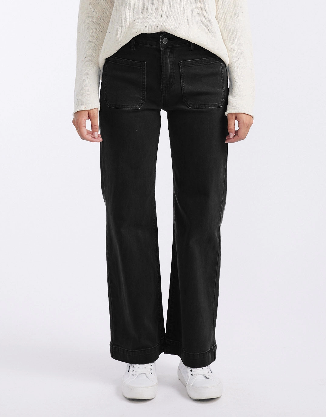 Quality Staple Casual Friday Parent Style Travel Outfit Bobbi 7/8 Denim Jeans - Black