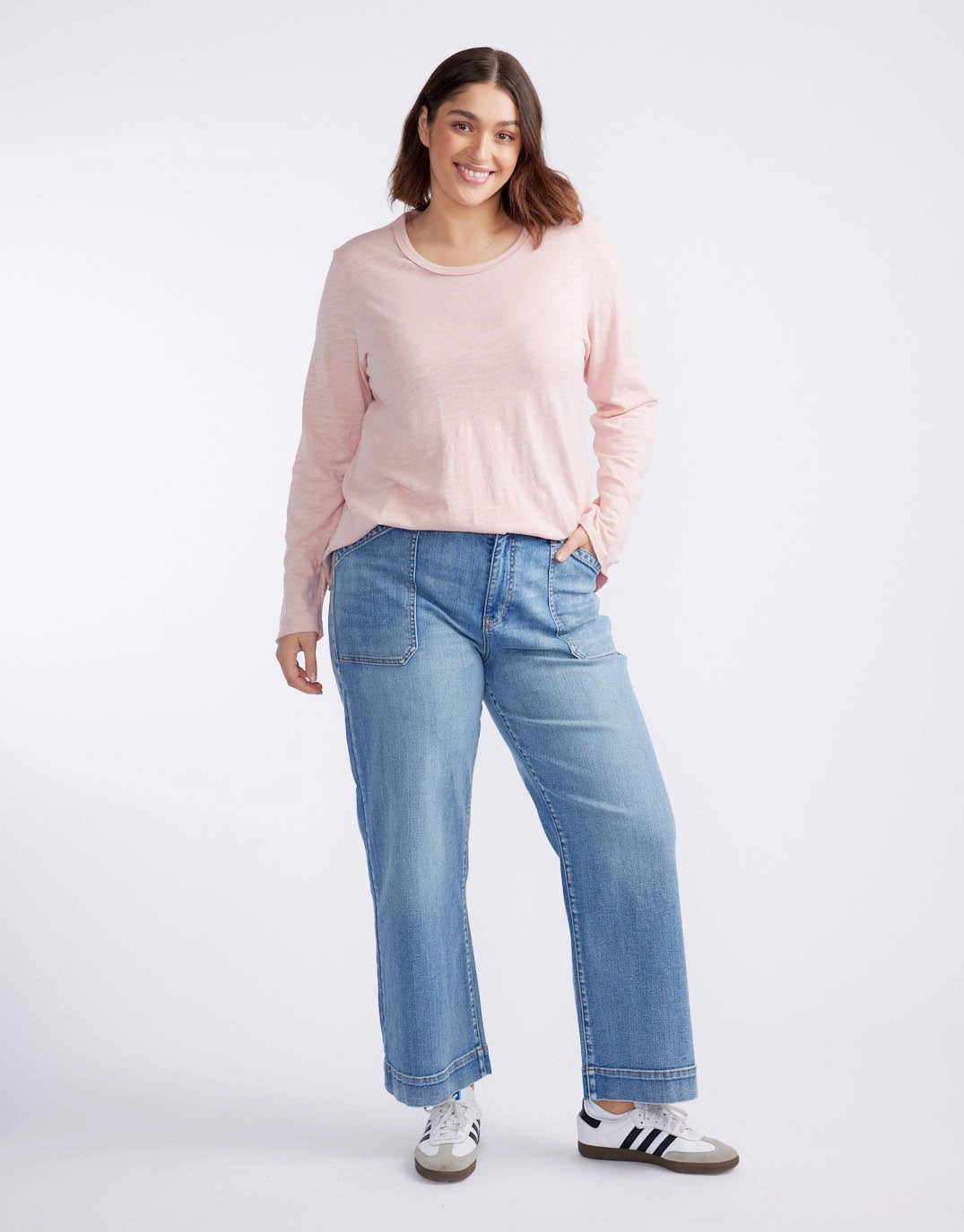 Zero Waste Production Essential Scoop Hem Long Sleeve T-shirt - Dusty Rose