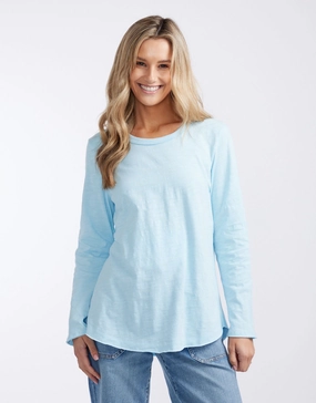 Chafe Free Armhole Essential Scoop Hem Long Sleeve T-Shirt - Ice Blue