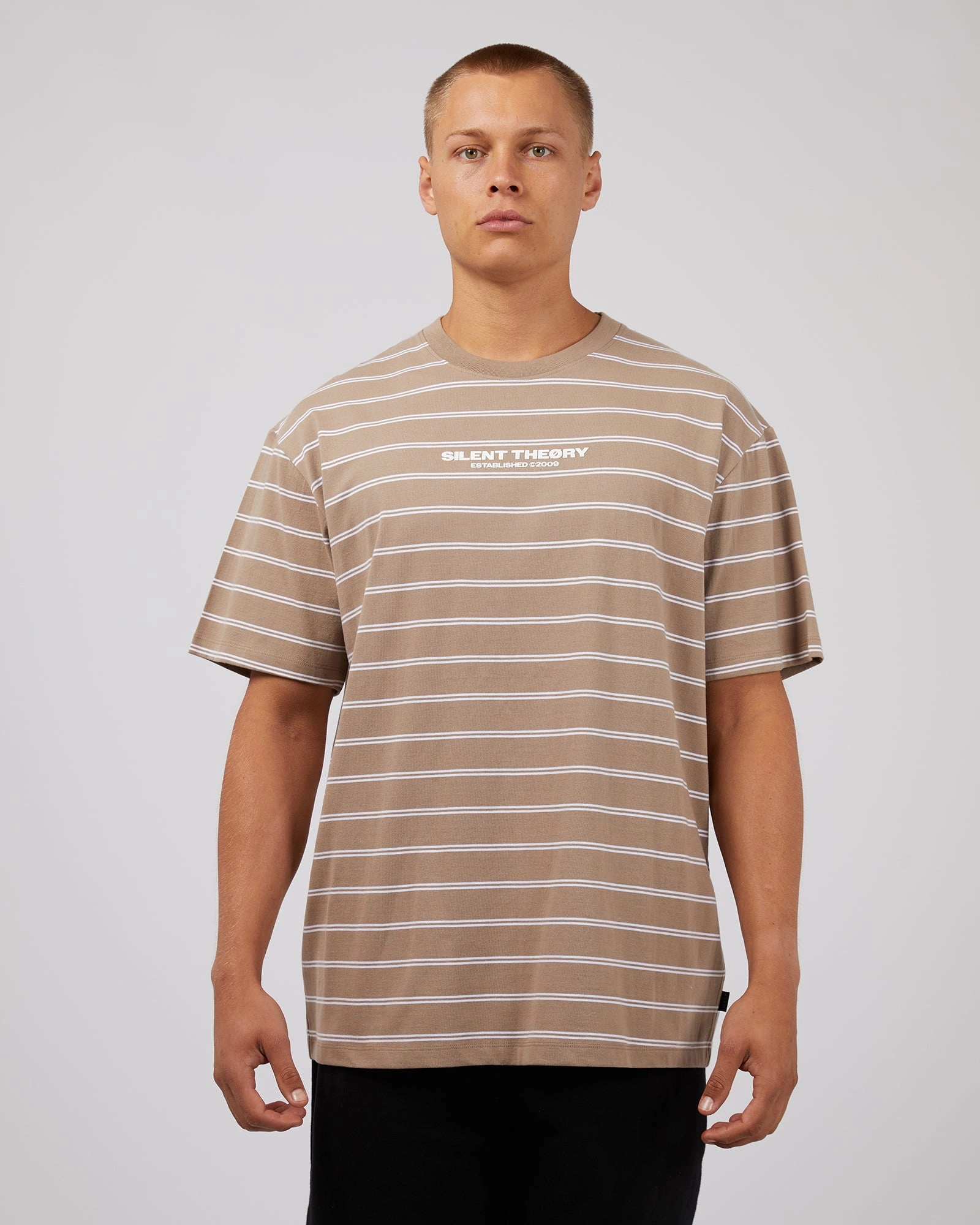 Essential Theory Stripe Tee Mushroom Anti Slip Shoulder Padding Abrasion Resistant Fabric