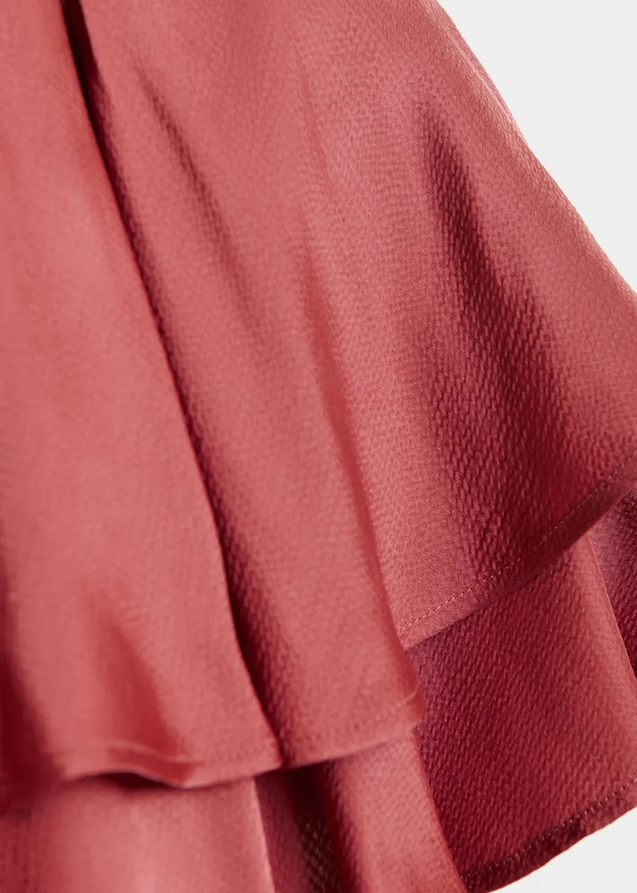 Applique-Detail Tie-Detail Essentiel Antwerp Hoenix Asymmetric Dress in Burnt Coral