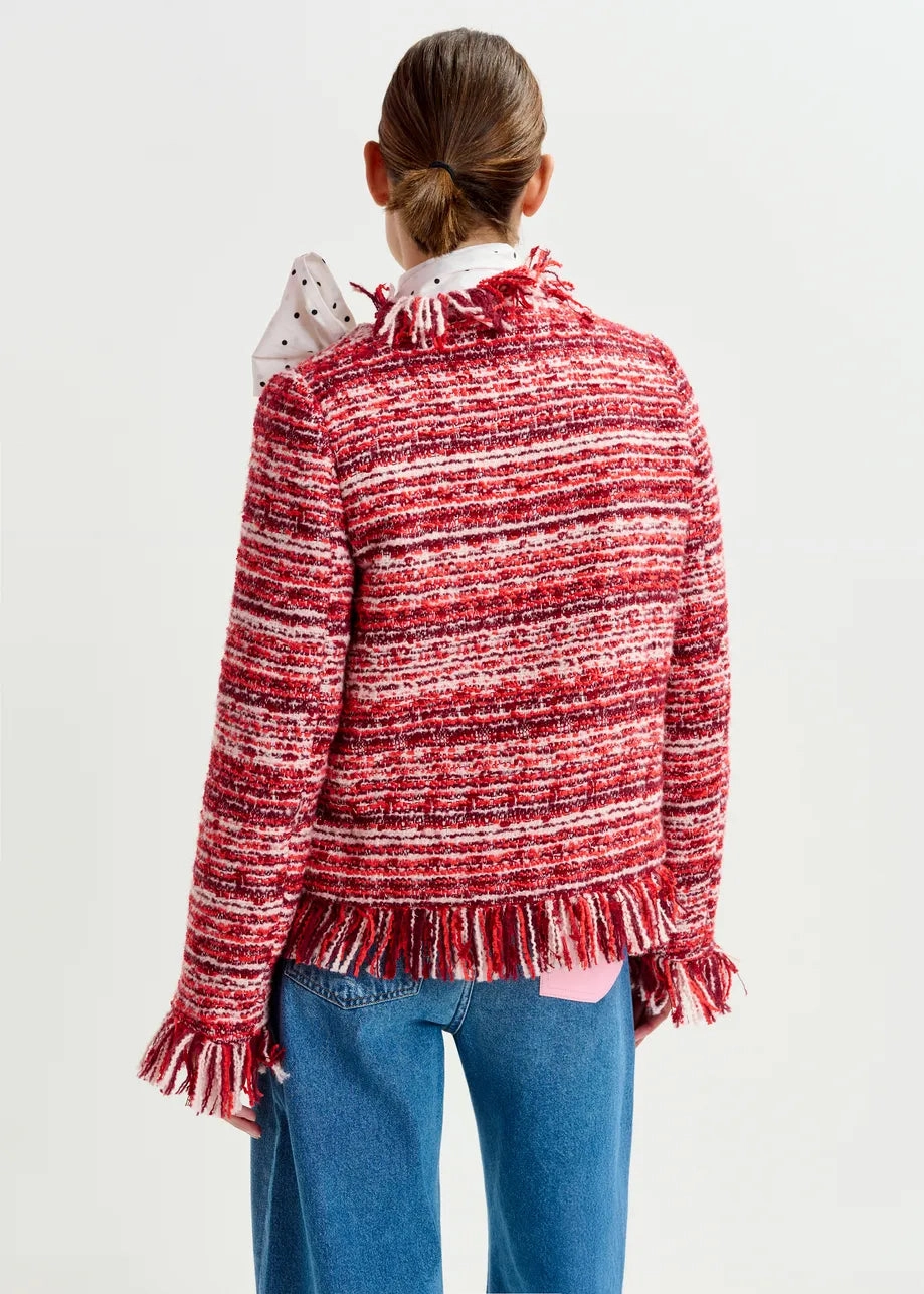 Essentiel Antwerp Iskra Fringed Jacket in Santa Claus Autumn Ready