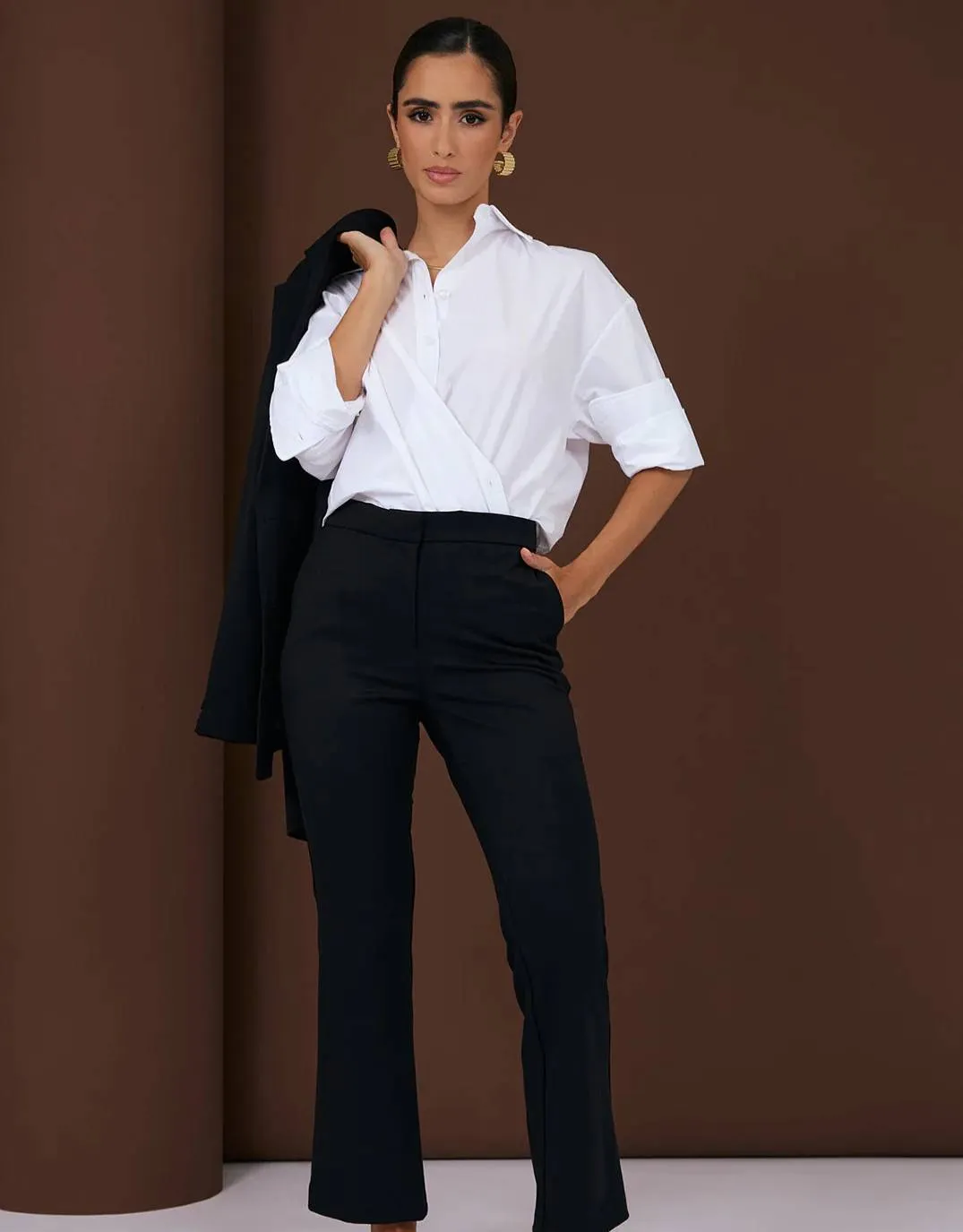 Hidden Placket Perfect Fit Estelle Poplin Shirt - White