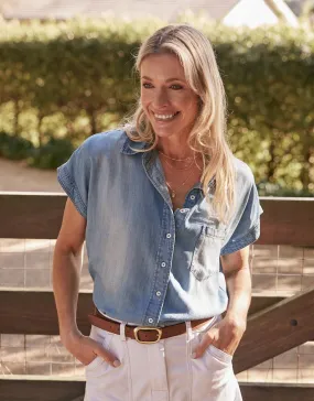 Amber Vintage Denim Short Sleeve Shirt - Chambray Beach Wear