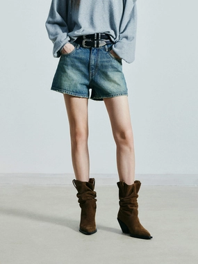 High Rise Denim Shorts Hot Day Stay Flexible