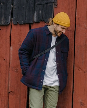 Taranaki Quilted Overshirt - Deep Plum/Deep Navy Check Double Breasted Classic Look