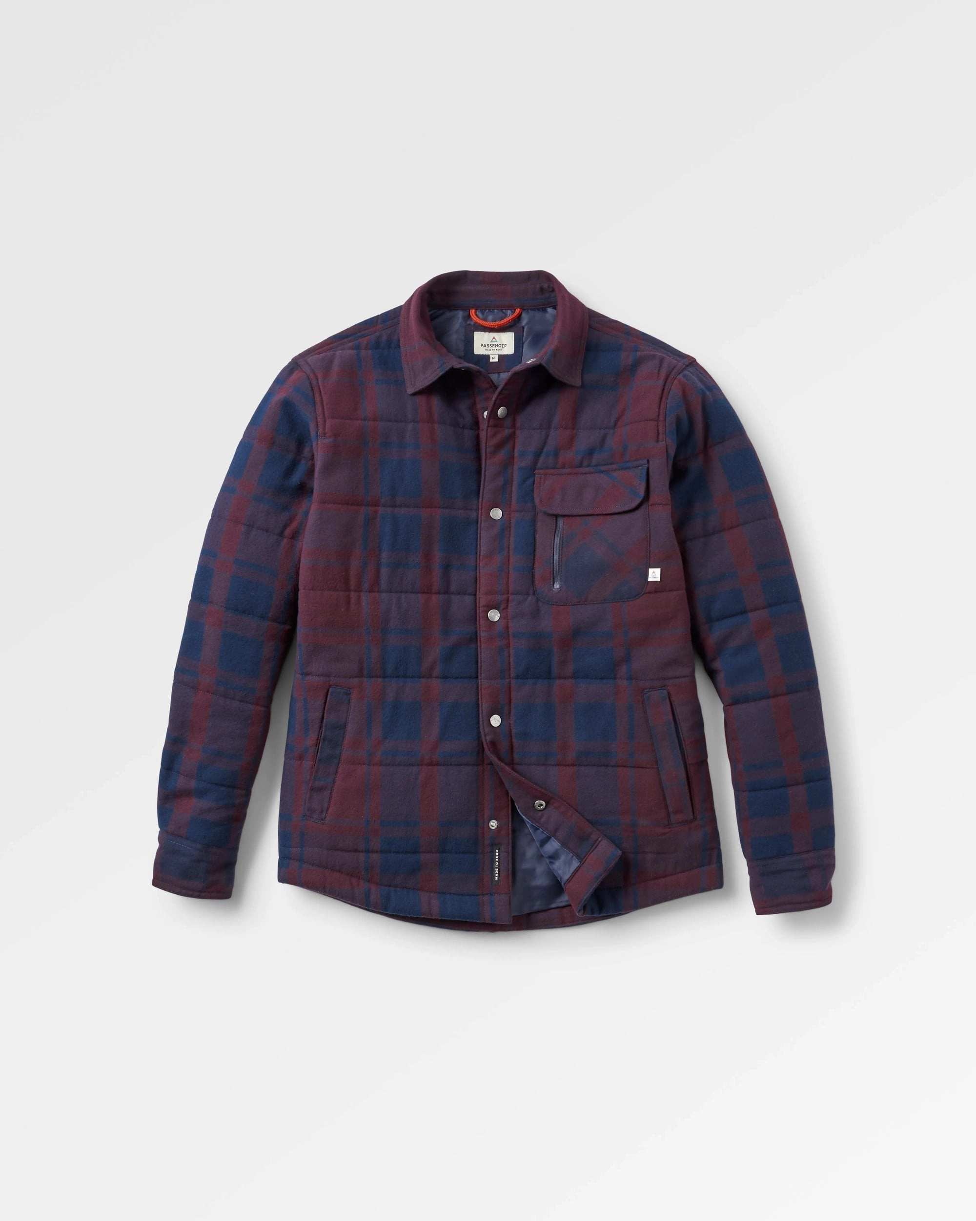 Reversible Style Taranaki Quilted Overshirt - Deep Plum/Deep Navy Check