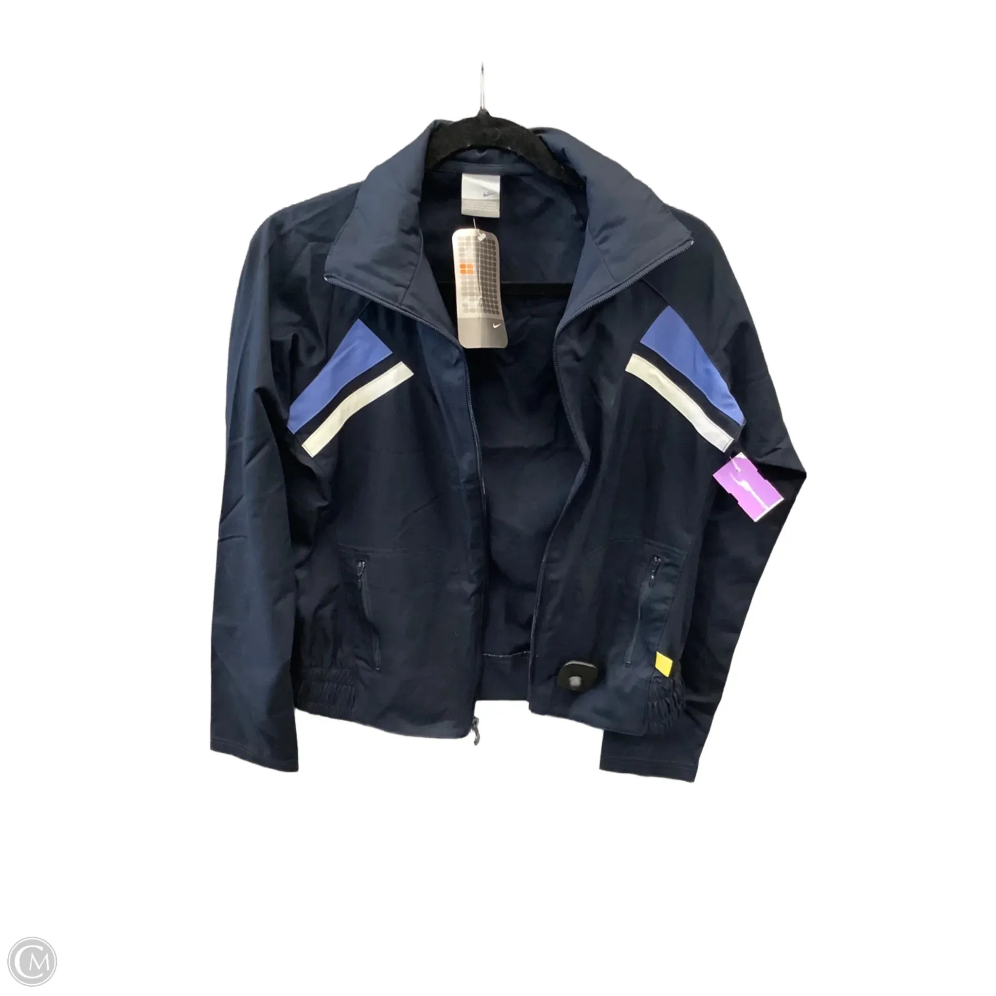 Athletic Jacket By Nike Apparel In Blue, Size: L Light Reflectivity Trim HighCollarDesign