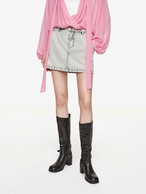 Faded Wash Denim Skirt Easy Comfort