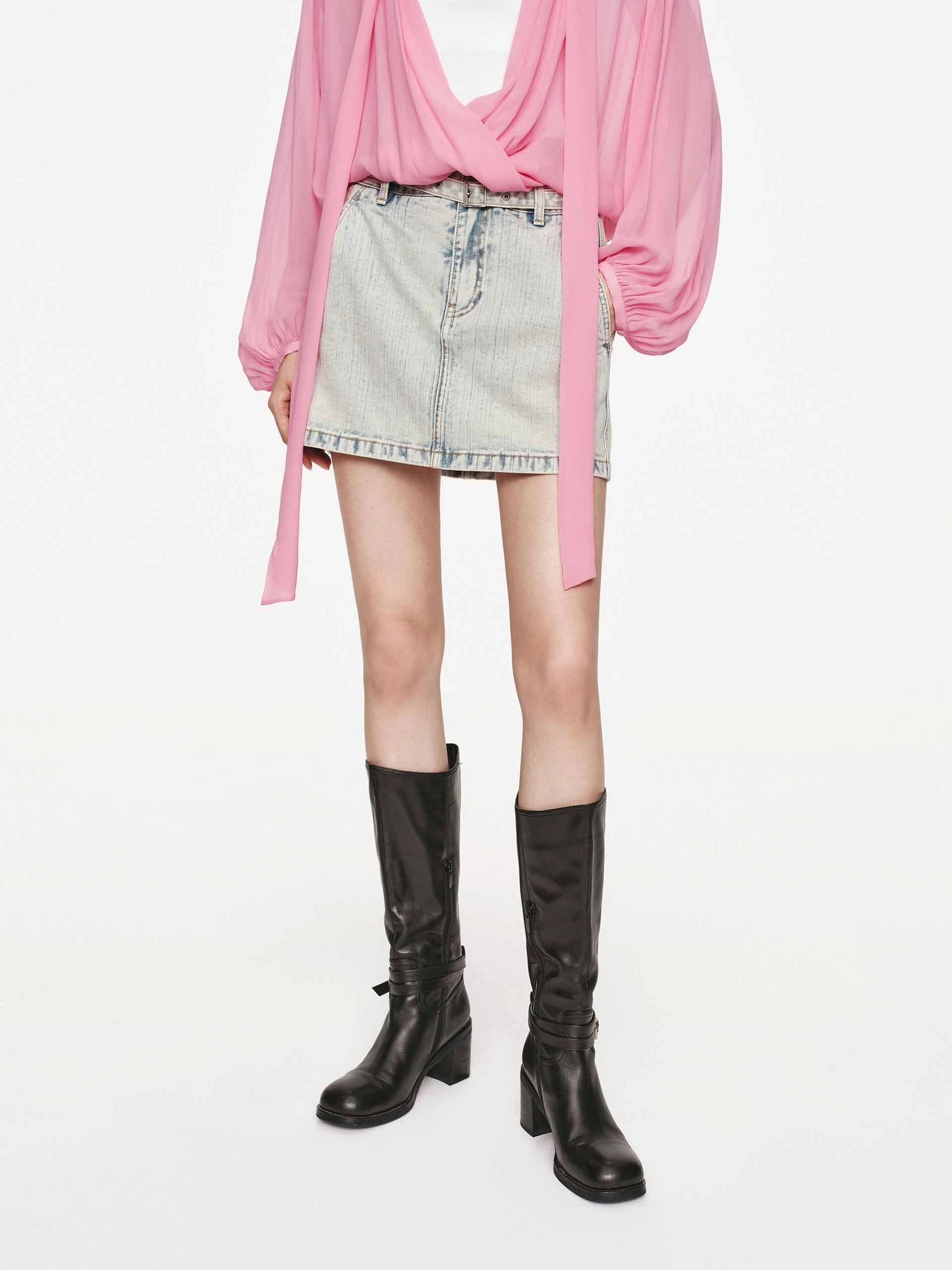 Faded Wash Denim Skirt Soft Aesthetic Outfit Combo