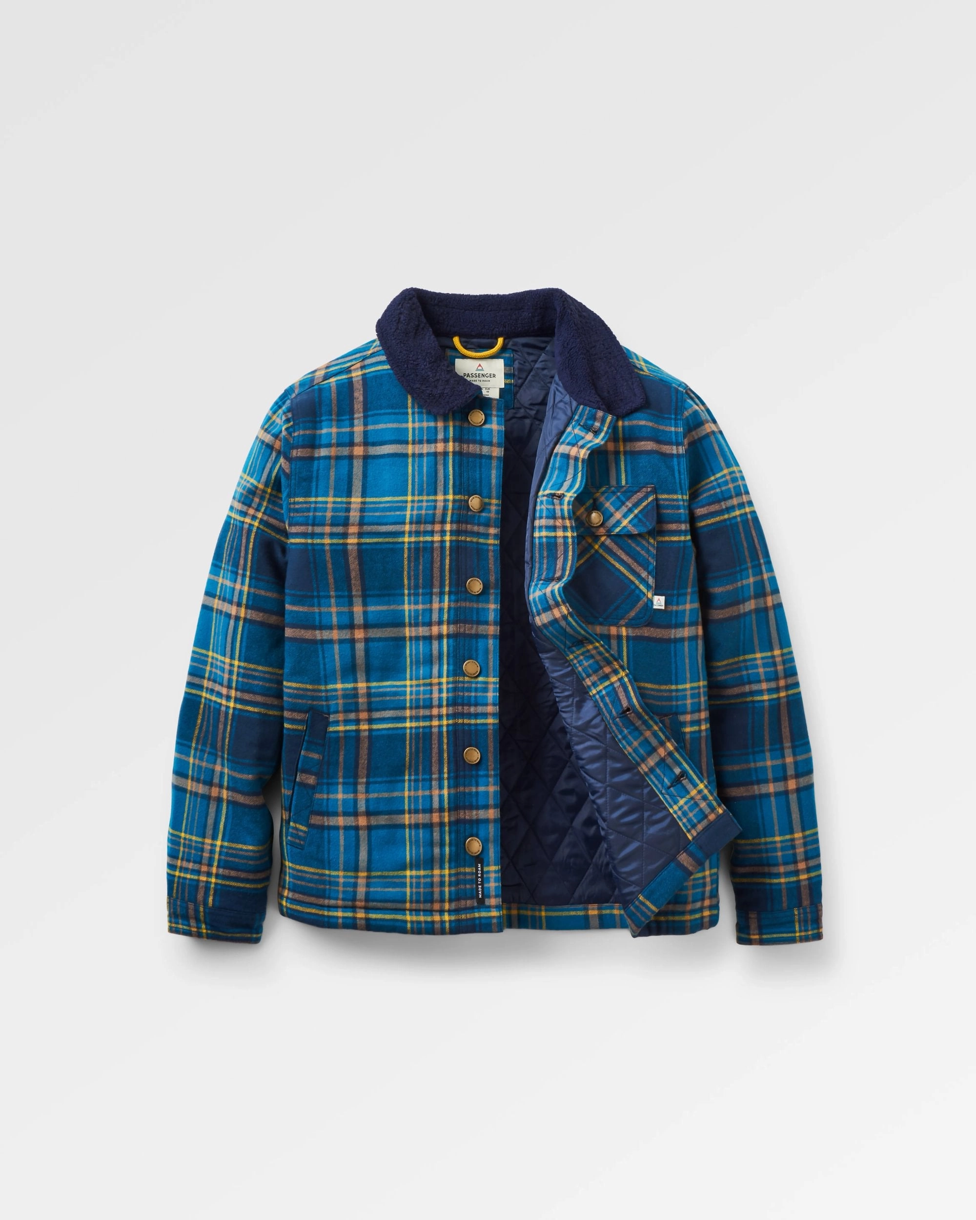 Compression Resistant Insulation Eco Friendly Coatings Falcon Organic Cotton Jacket - Tidal Blue Check