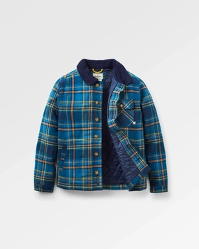 Compression Resistant Insulation Eco Friendly Coatings Falcon Organic Cotton Jacket - Tidal Blue Check