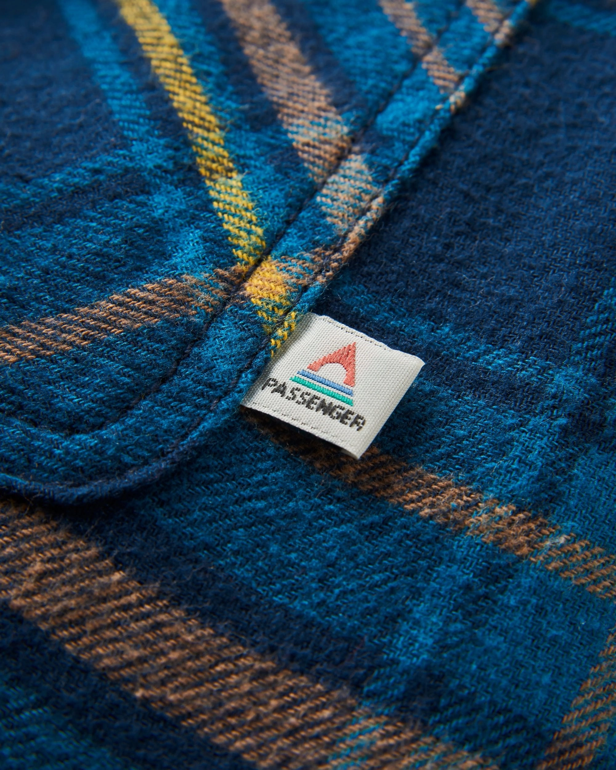 Falcon Organic Cotton Jacket - Tidal Blue Check ConvertibleCollar