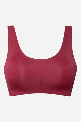 Bonded Lace Back Crop Top Burgundy Adjustable Fabric Pilates