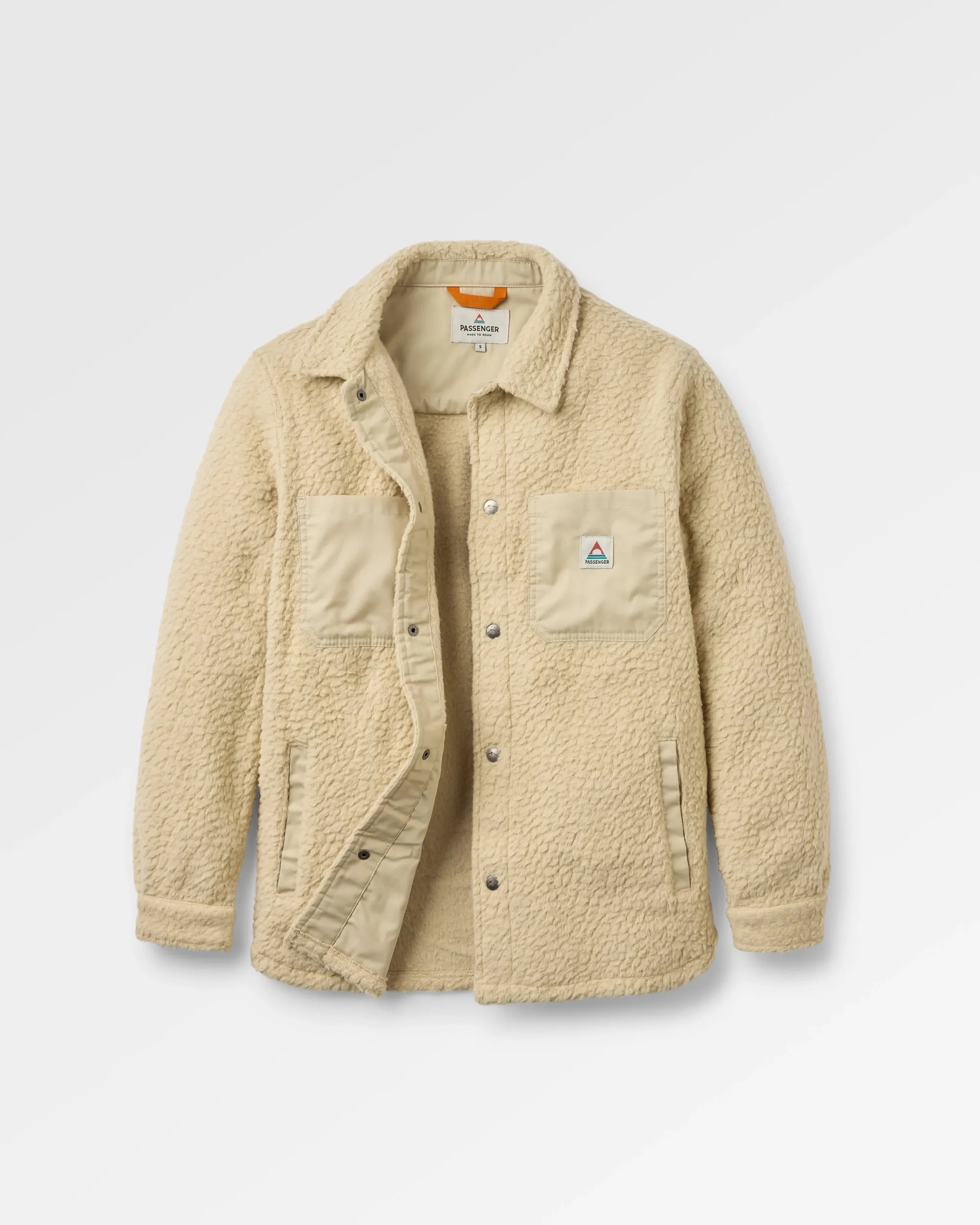 High-End Finish Athletic Look Rappel Recycled Sherpa Oversized Shirt - Oatmeal